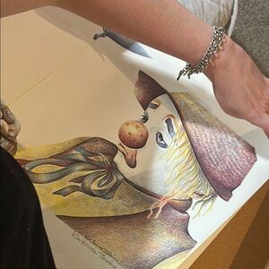 Original Signed Colored of Clown Portrait in Muted Earth Tones art